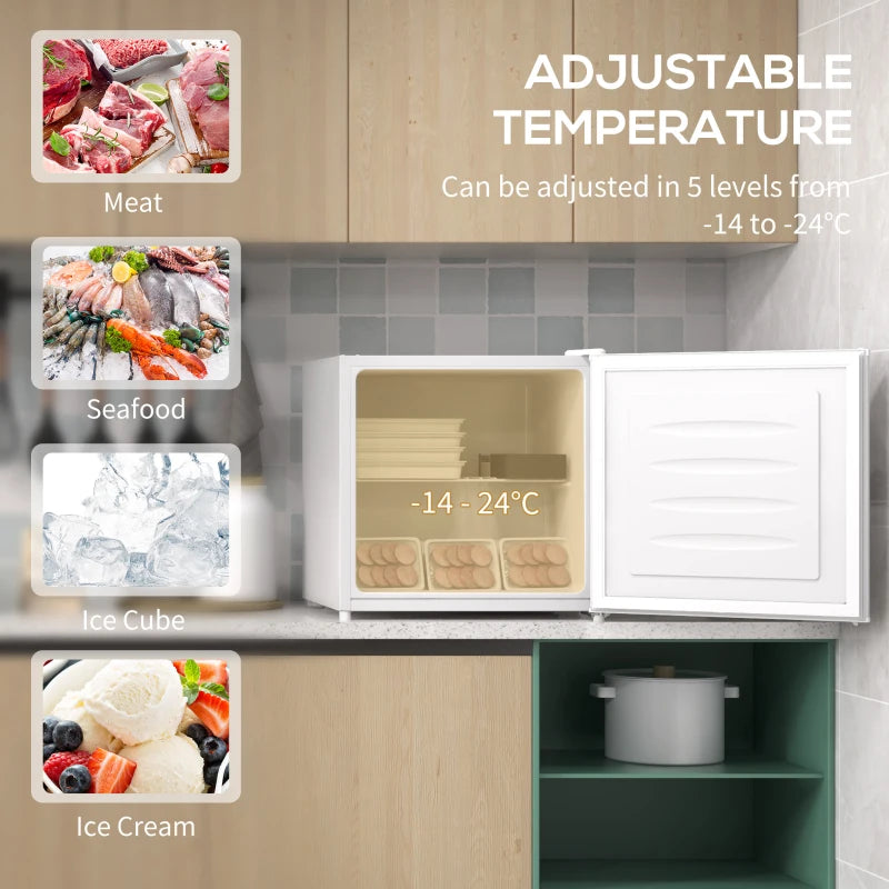 Compact 35L Mini Freezer -24°C to -14°C, Energy Efficient, Stylish White Design for Home or Office Storage