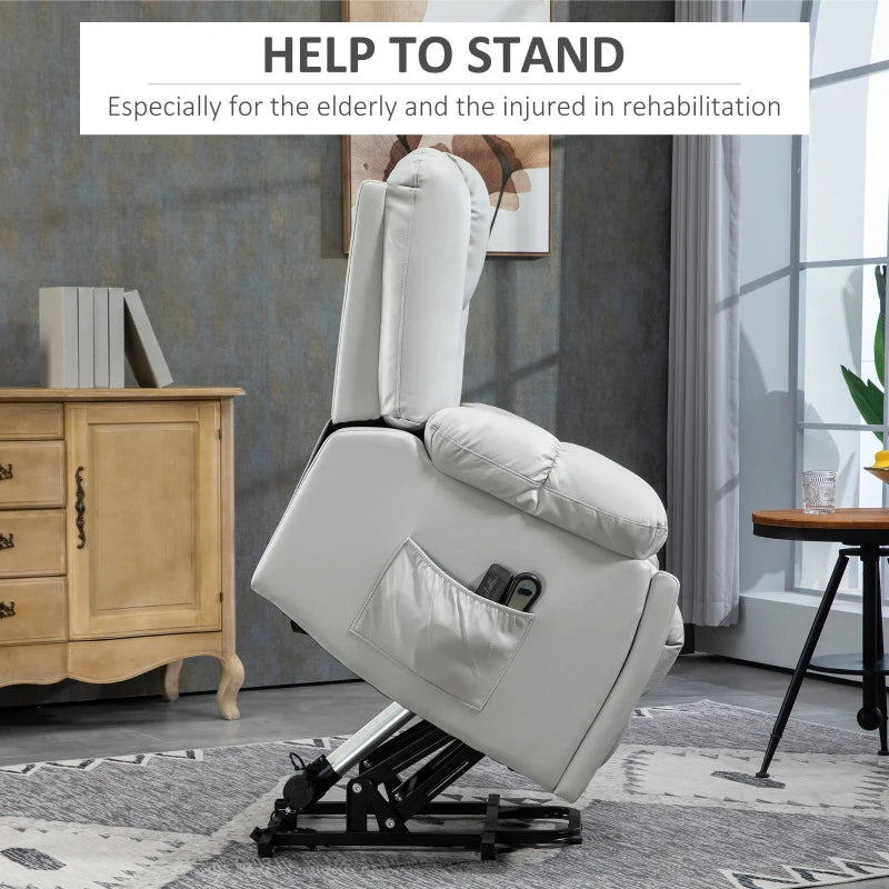 Light Grey Reclining Armchair with Eight Massage Points for Ultimate Comfort