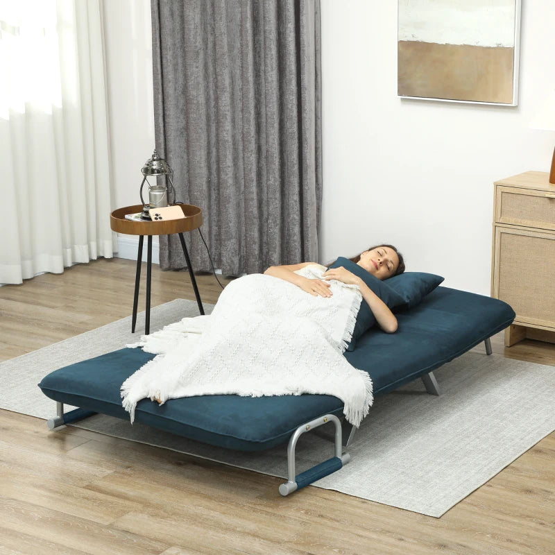 Navy Blue Two-Seater Click-Clack Sofa Bed for Stylish Living Spaces