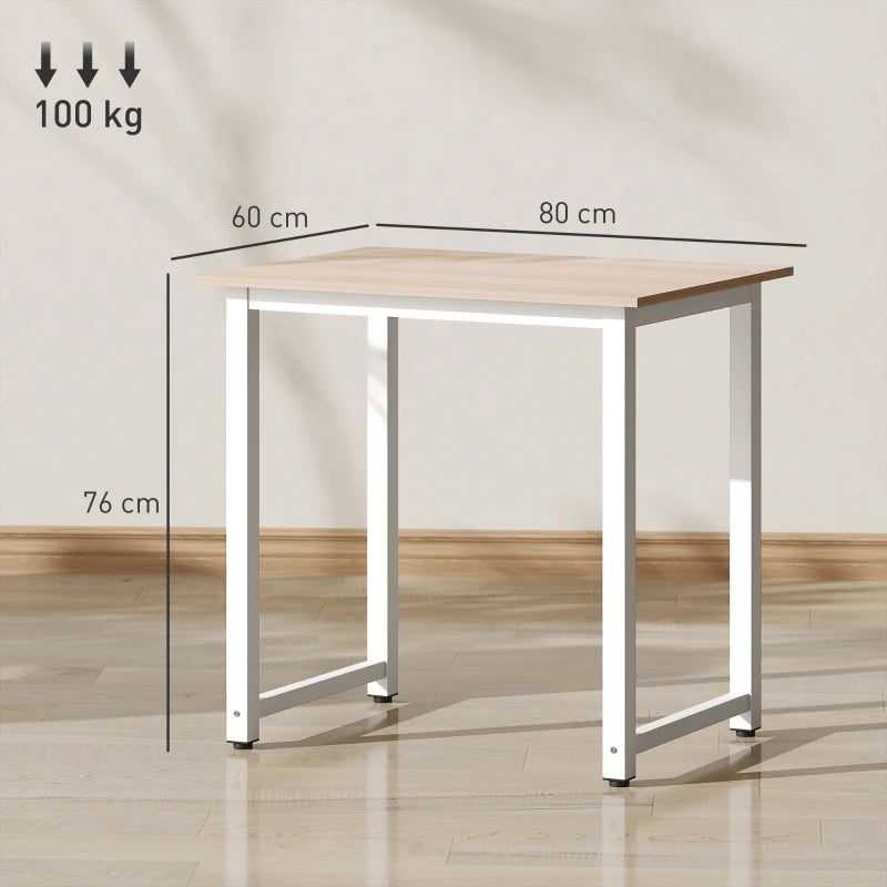 Modern White Computer Desk - 80x60x76cm Writing Table Workstation for Home Office & Study with Metal Frame, Easy Assembly