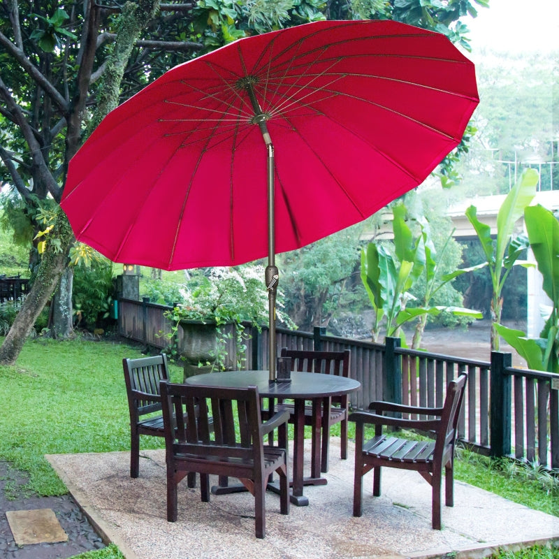 Red 2.5m Garden Parasol Umbrella with Crank & Tilt, Outdoor Sun Shade