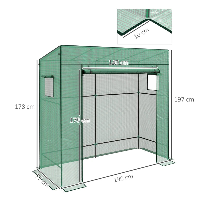 Green Walk-In Greenhouse Kit with Accessories - 77x196cm