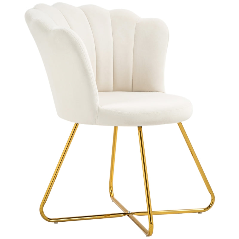 Velvet-Feel Cream Lotus Petal Accent Chair for Stylish Home Decor