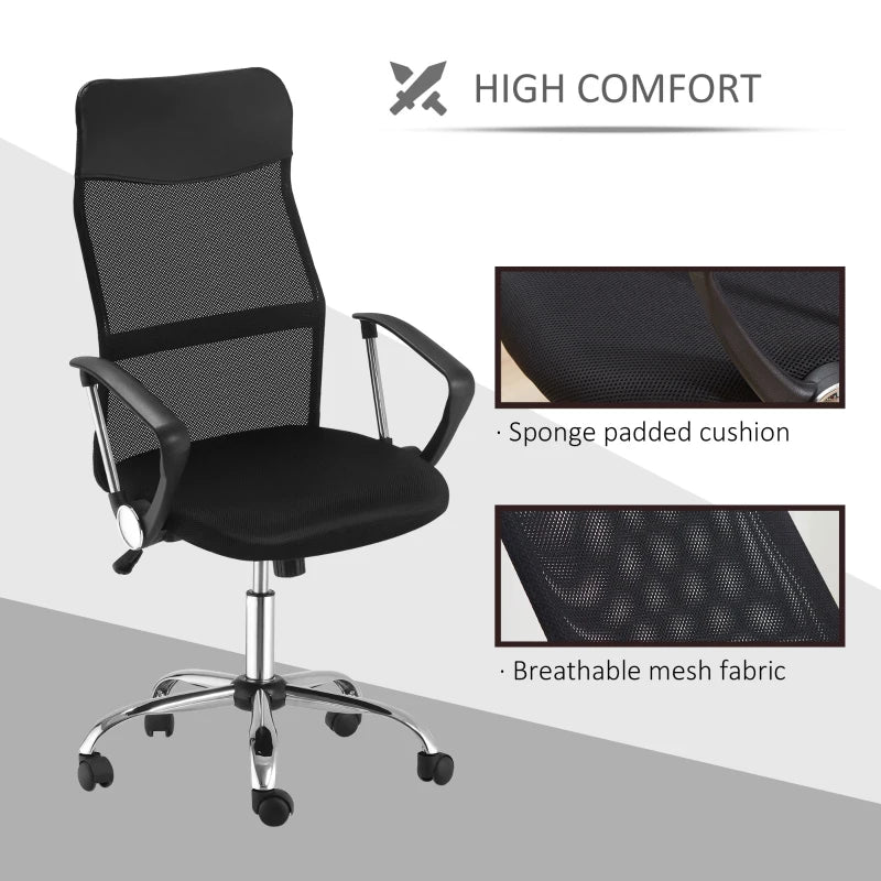 Ergonomic Mesh Office Chair with Adjustable Height and Tilt Function in Black