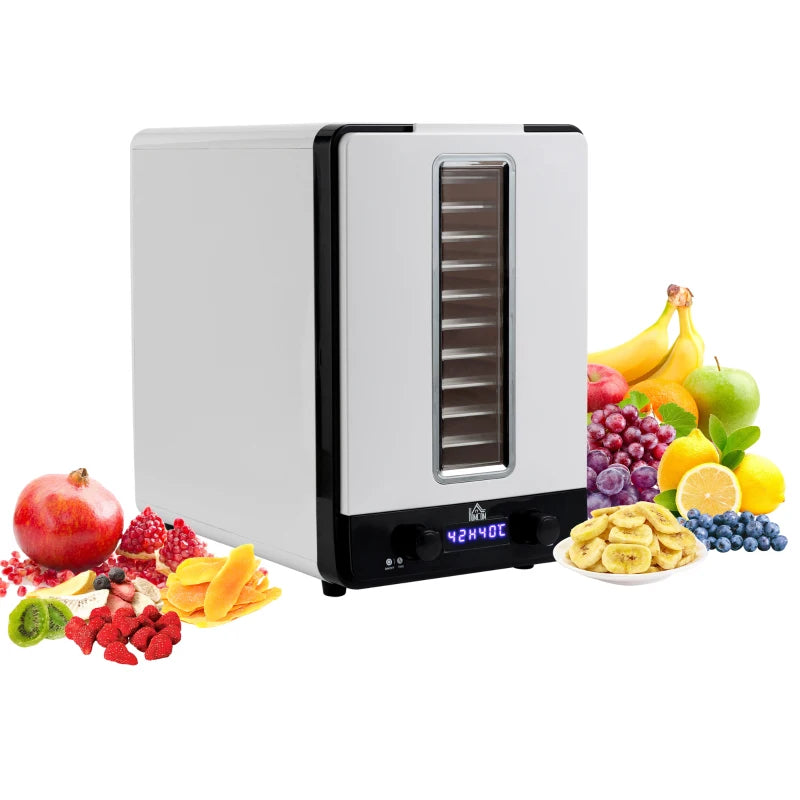 11-Tray Food Dehydrator with Adjustable 40-70°C Temperature Control and Timer for Perfectly Dried Fruits and Vegetables