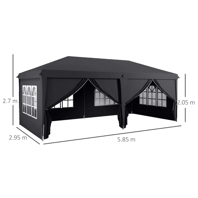 Grey 3x6m Pop-Up Gazebo with Curtain Walls and Windows