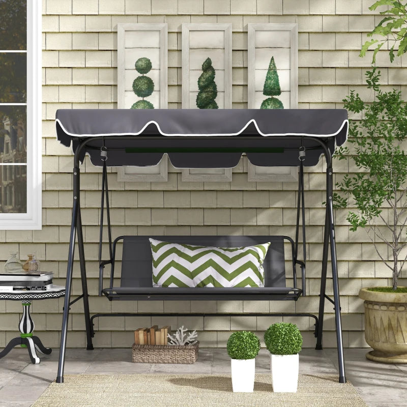 Dark Grey Garden Swing Seat Cover for 2-3 Seater Bench, 115cm x 45cm x 45cm