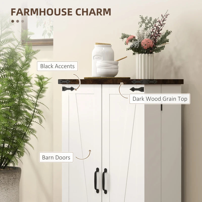 Multi-Storage Farmhouse Style White Cabinet - Rustic Storage Solution for Home, Kitchen, or Living Room