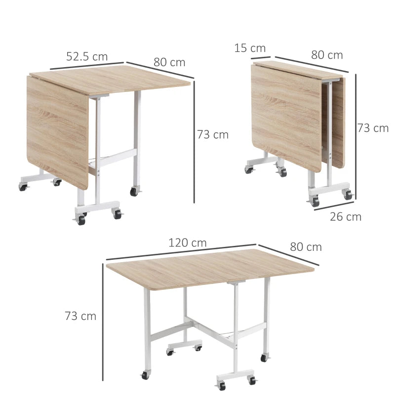 4-6 Person Oak Drop Leaf Dining Table - Space-Saving, Stylish Design for Modern Homes, Perfect for Family Meals