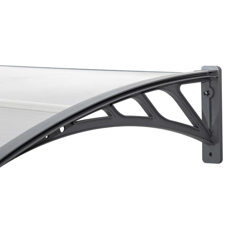 196cm x 75cm Clear Front Door Canopy - Rigid Plastic Polycarbonate Rain Shelter - UV, Water & Rain Resistant
