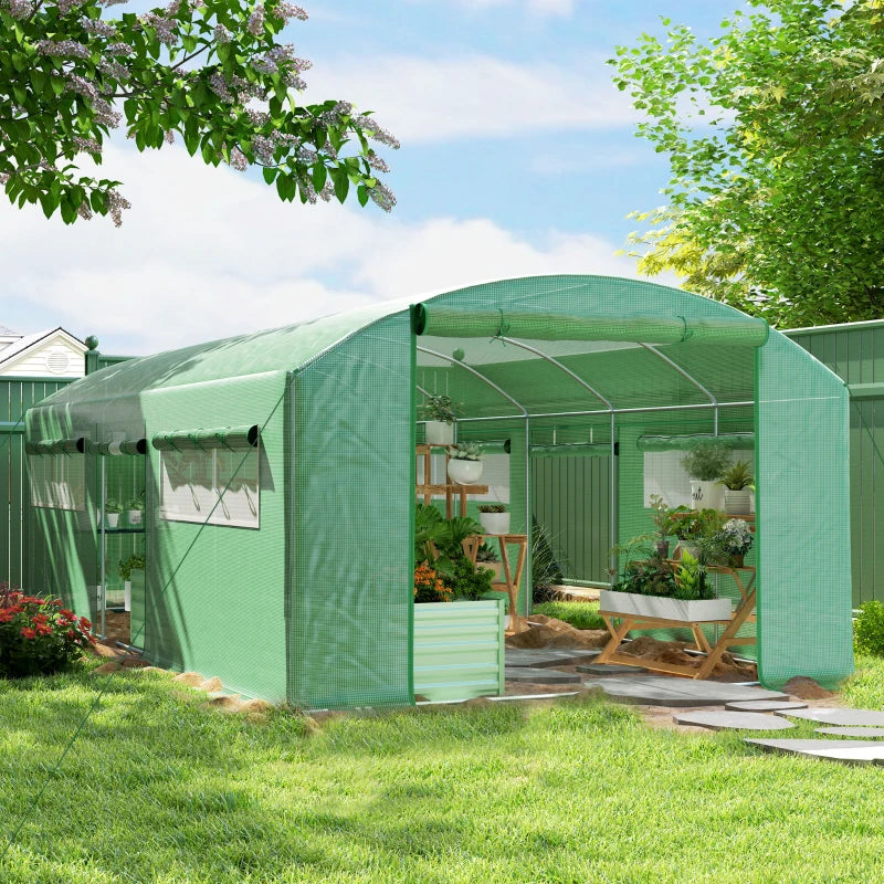 Green 19 x 9.8ft Walk-In Greenhouse