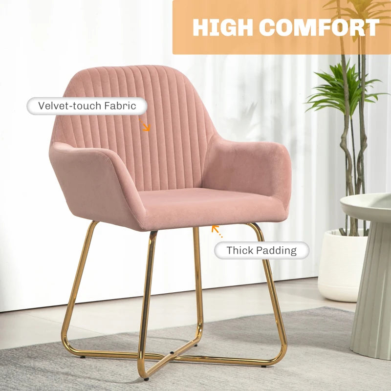 Modern Upholstered Accent Chair with Metal Base for Living Room in Pink - Stylish Armchair for Home Decor