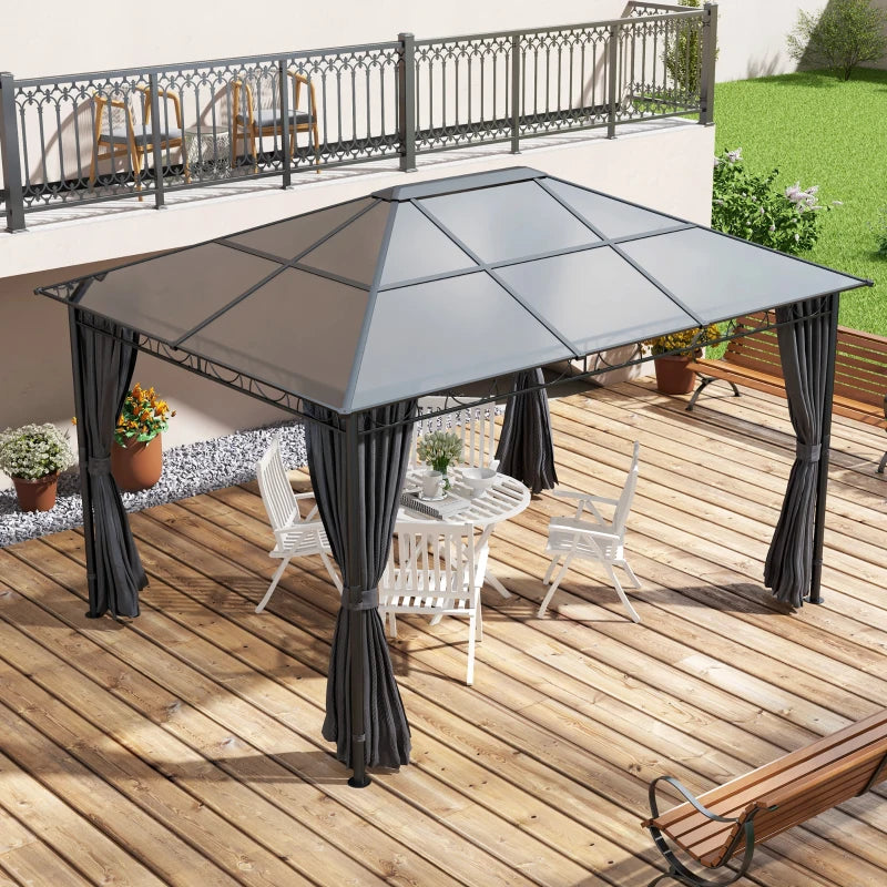 3m x 4m Grey Hardtop Gazebo With Steel & Aluminium Frame