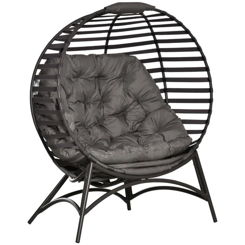 Brown Egg Basket Chair with Cushion and Side Pocket