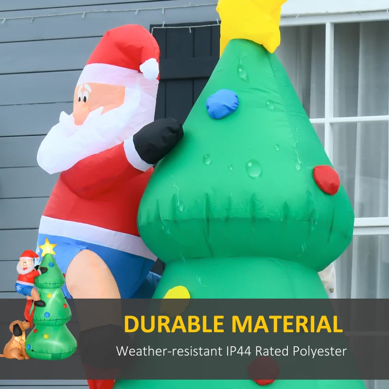 6ft Inflatable Christmas Tree with LED Lights & Santa Dog - Perfect Indoor Outdoor Holiday Decoration for Garden & Lawn Parties