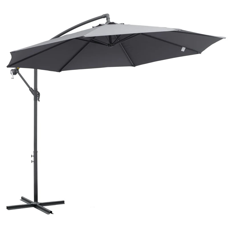 Grey Hanging Cantilever Patio Umbrella with Crank Handle