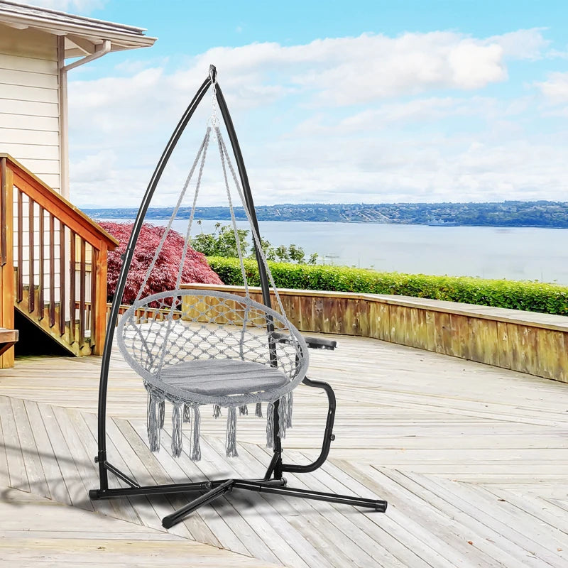 Black Metal C-Stand for Hanging Hammock Chair - Heavy Duty Construction
