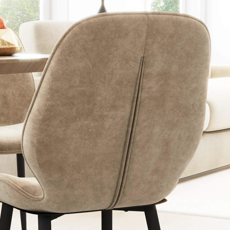 Light Brown Velvet Dining Chairs Set of 2 with Metal Legs - Stylish Dining Room & Living Room Seating