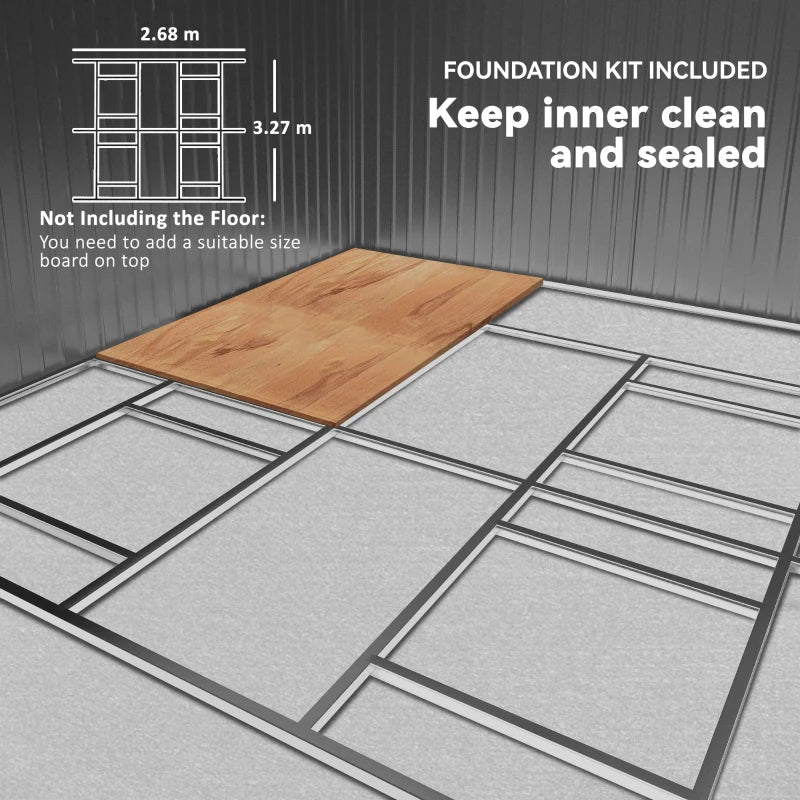 13ft x 11ft Light Grey Metal Shed With Foundation Kit Ventilation & Doors