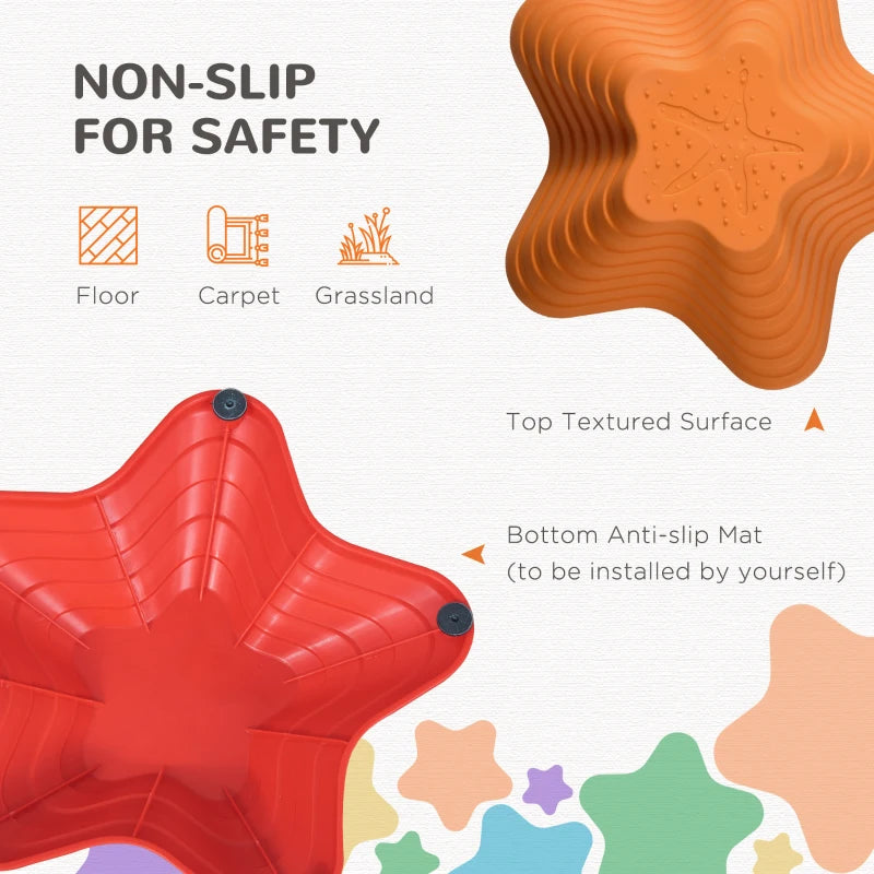 6-Piece Starfish Balance Stepping Stones for Kids - Non-Slip Obstacle Course & Stackable Sensory Toys for Ages 3-8