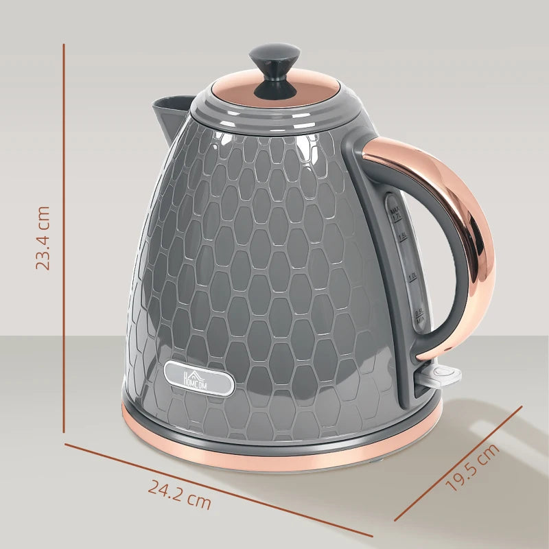 3kW Rapid Boil Grey Honeycomb Kettle - Stylish, Fast Boiling Electric Kettle for Home & Kitchen