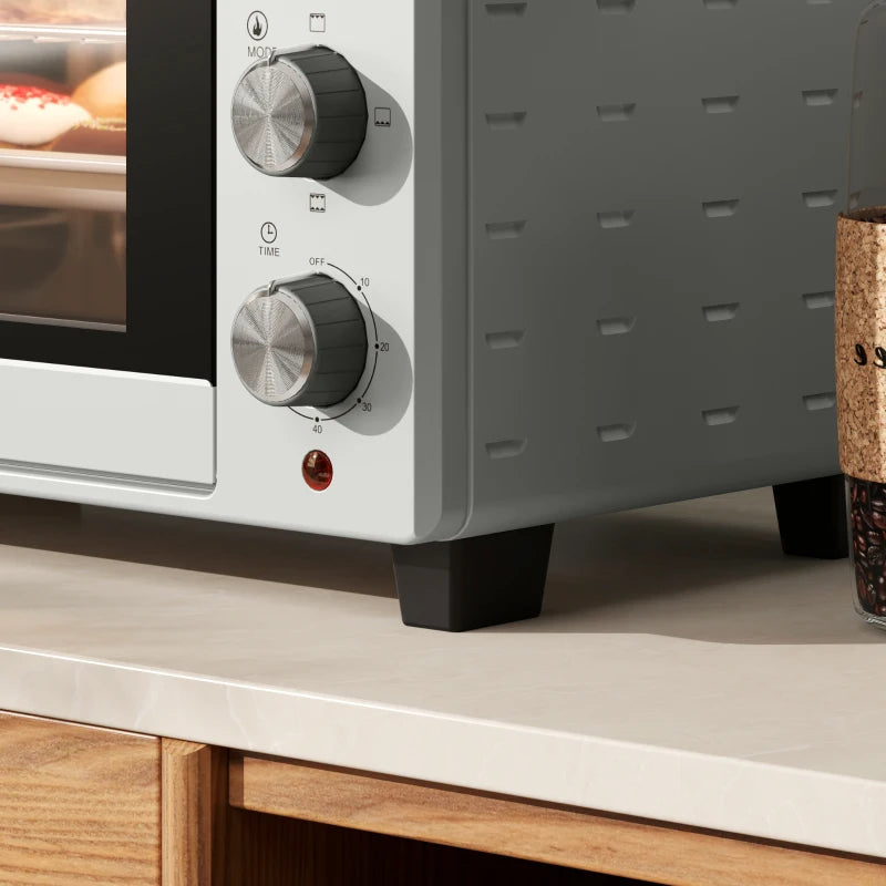 21L Mini Countertop Oven - Adjustable Temperature 100°C-230°C, Sleek Silver Design, Perfect for Baking & Cooking