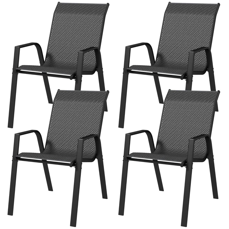Stylish Four-Piece Grey Rattan Garden Seat Set - Stacking Outdoor Furniture for Patio, Balcony, and Garden