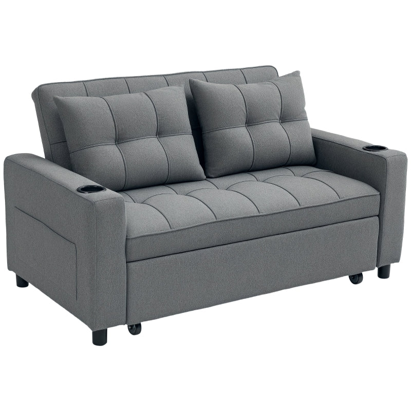 Charcoal Grey Two-Seater Pull-Out Sofa Bed for Stylish Living Spaces