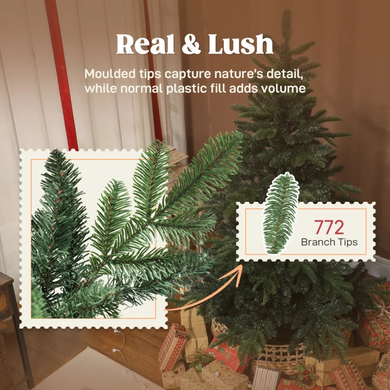 5ft Realistic Green Artificial Christmas Tree - Easy Assembly, Lifelike Branches for Holiday Decor