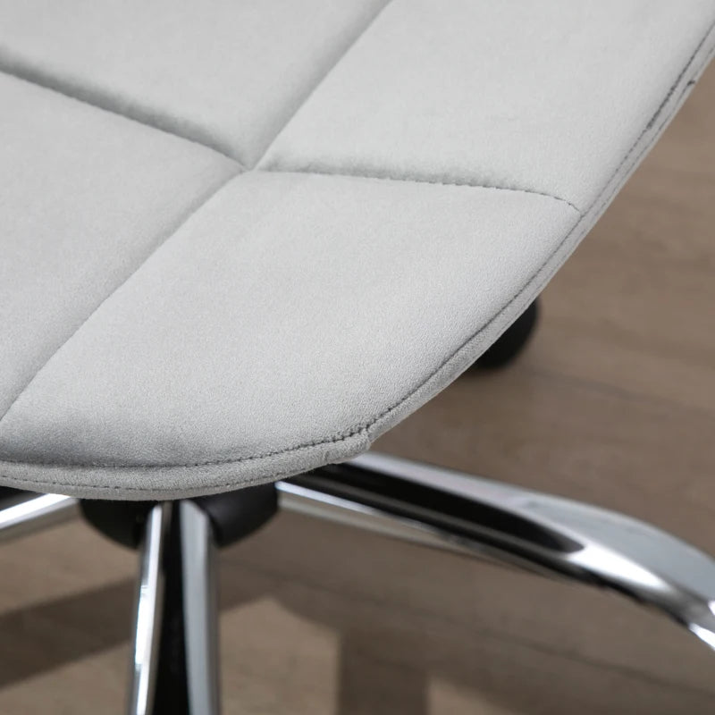 Vinsetto Ergonomic Velvet Office Chair - Adjustable Height, Armless Design, Wheels - Stylish Grey Executive Chair for Home & Study