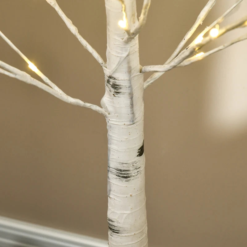 6ft Pre-Lit Artificial White Birch Tree with Warm White LED Lights - Indoor & Outdoor Decorative Lighting