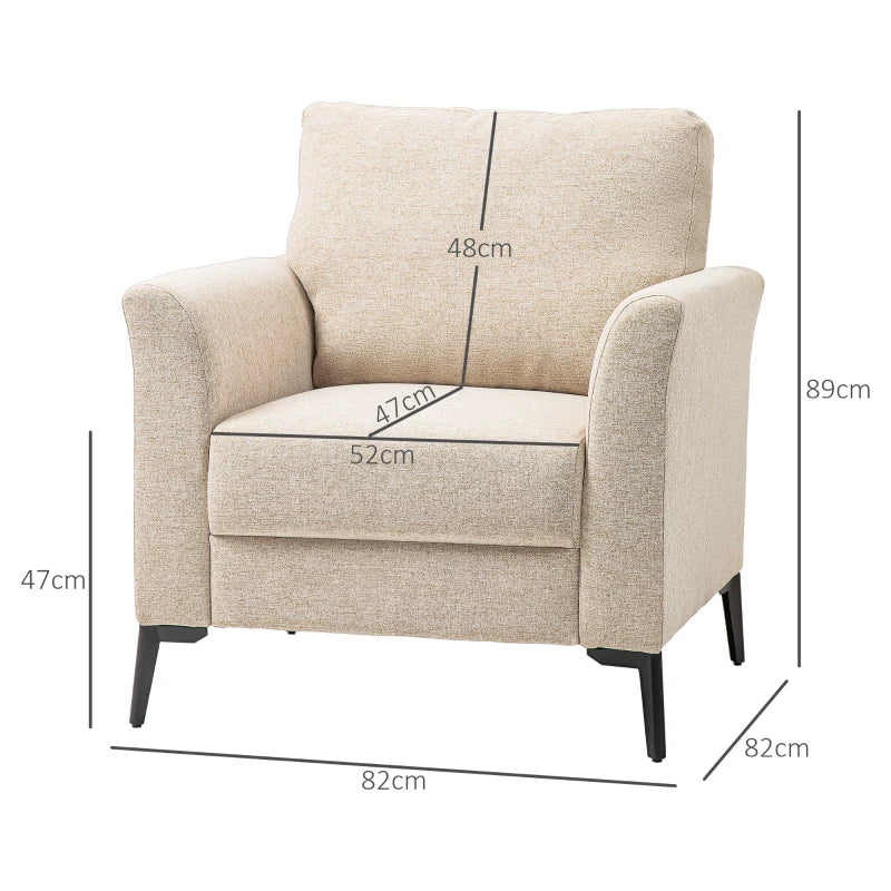 Beige Linen-Look Armchair for Stylish Living Room Decor