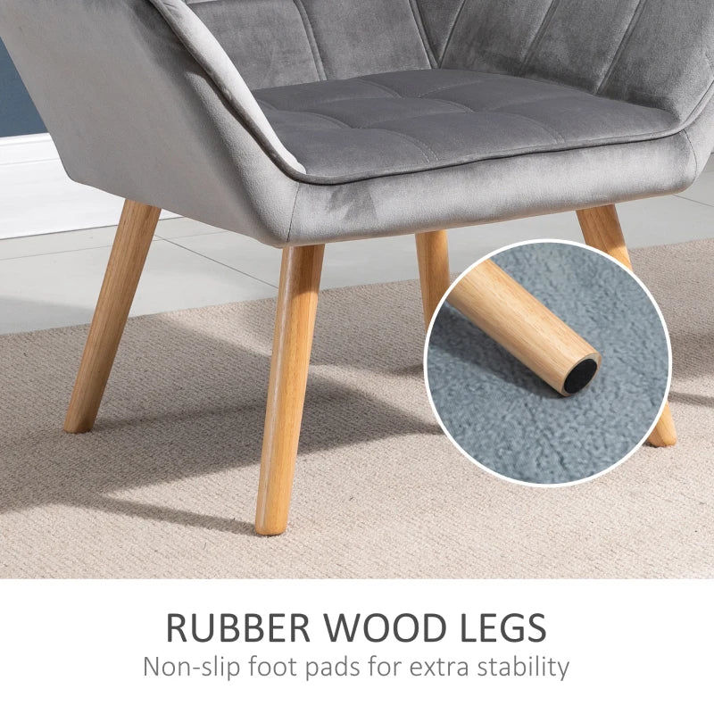 Stylish Accent Chair with Wide Arms and Slanted Back for Bedroom or Living Room Seating in Grey