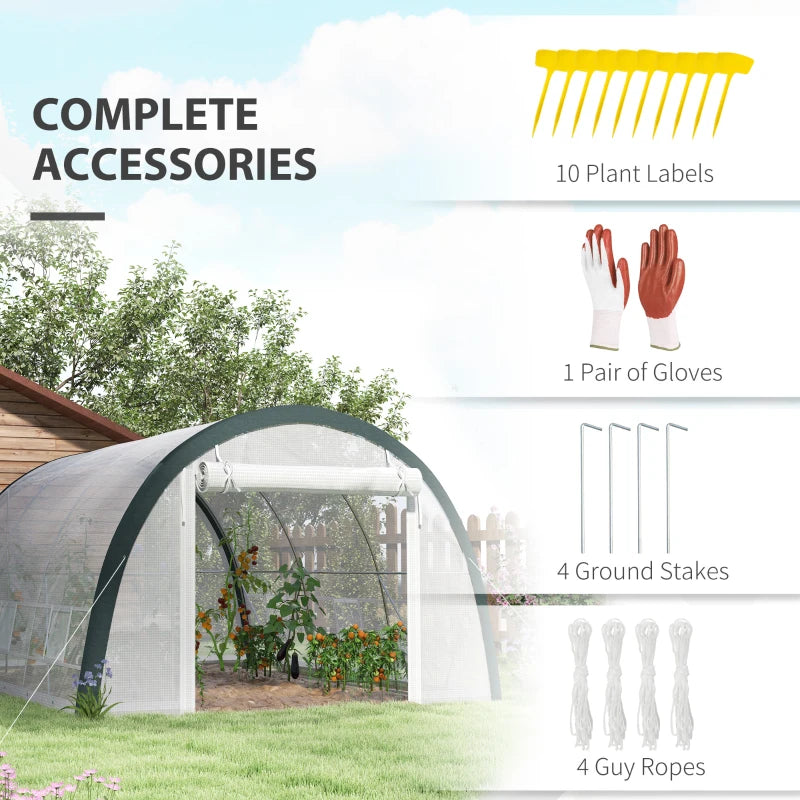 Spacious Walk-In Tunnel Greenhouse with Accessories