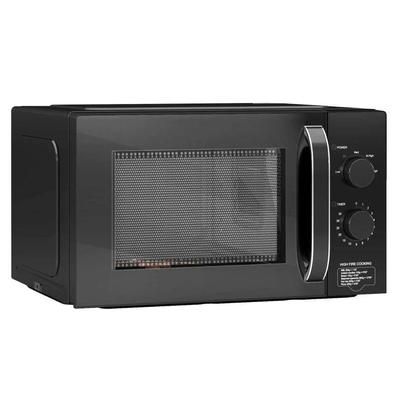 Compact 800W Solo Microwave Oven - 23L, 5 Power Levels, Defrost, 35 Min Timer, Easy Clean, Black Kitchen Appliance