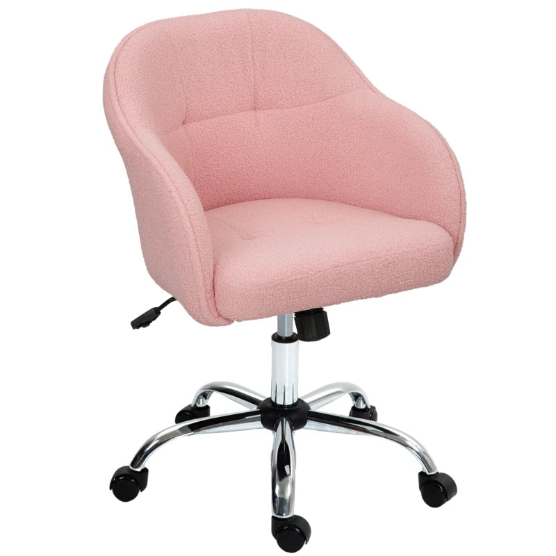 Pink Teddy Fleece Office Chair 46-56 cm - Cozy, Stylish, Adjustable Ergonomic Seating for Home & Office