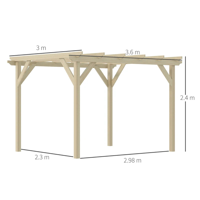 Wooden Garden Pergola Kit - Natural Wood Outdoor Gazebo for Climbing Plants