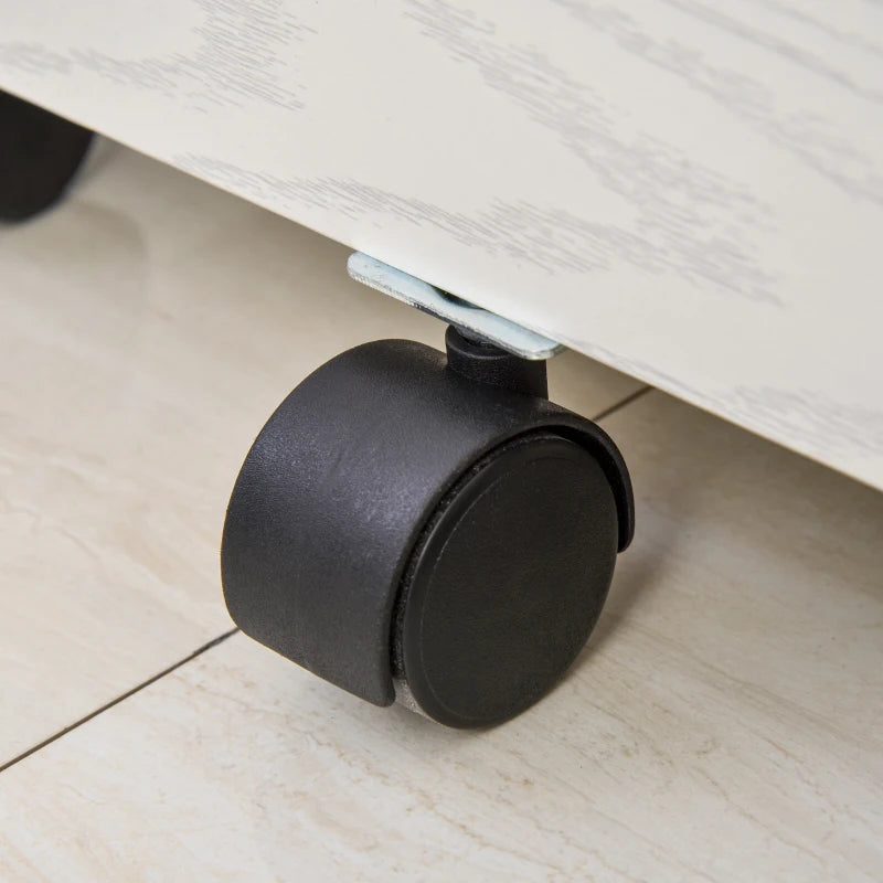 Vinsetto 2-Drawer Locking Office Filing Cabinet with Wheels - A4 Storage Cupboard for Home Organization - White Wood Grain