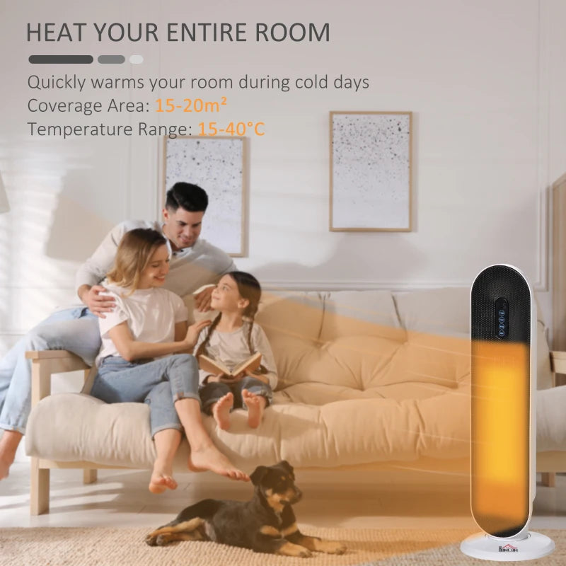 Indoor Ceramic Space Heater with Remote Control Oscillation Timer and Safety Features 1200W 2000W White