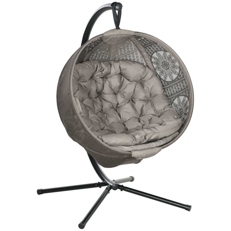 Steel Stand Round Egg Basket Chair - Black