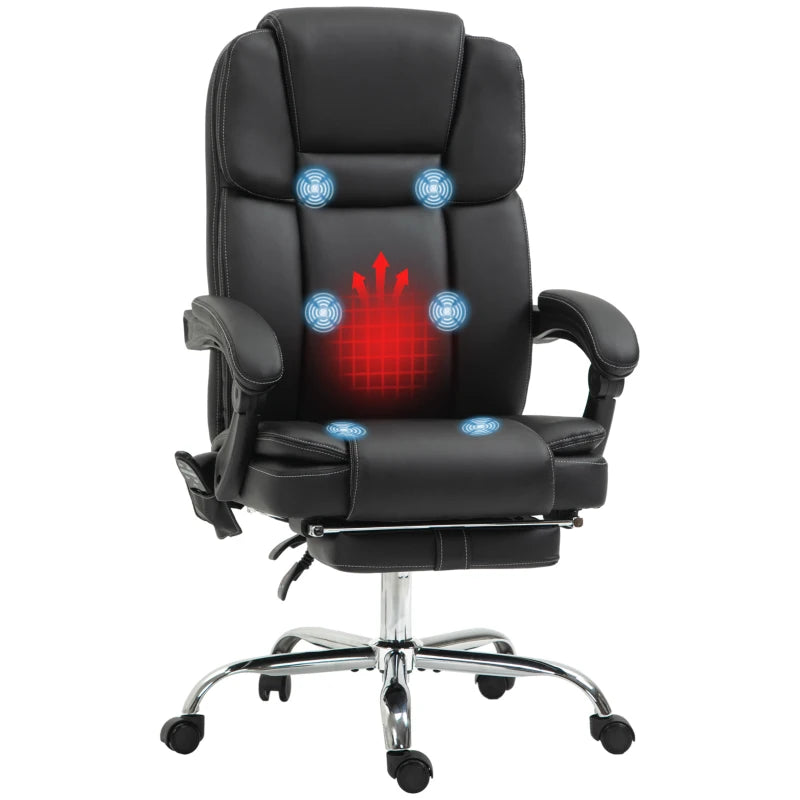 Vinsetto Six Point Vibrating Massage Office Chair - Ergonomic Black Executive Chair for Ultimate Comfort and Relaxation