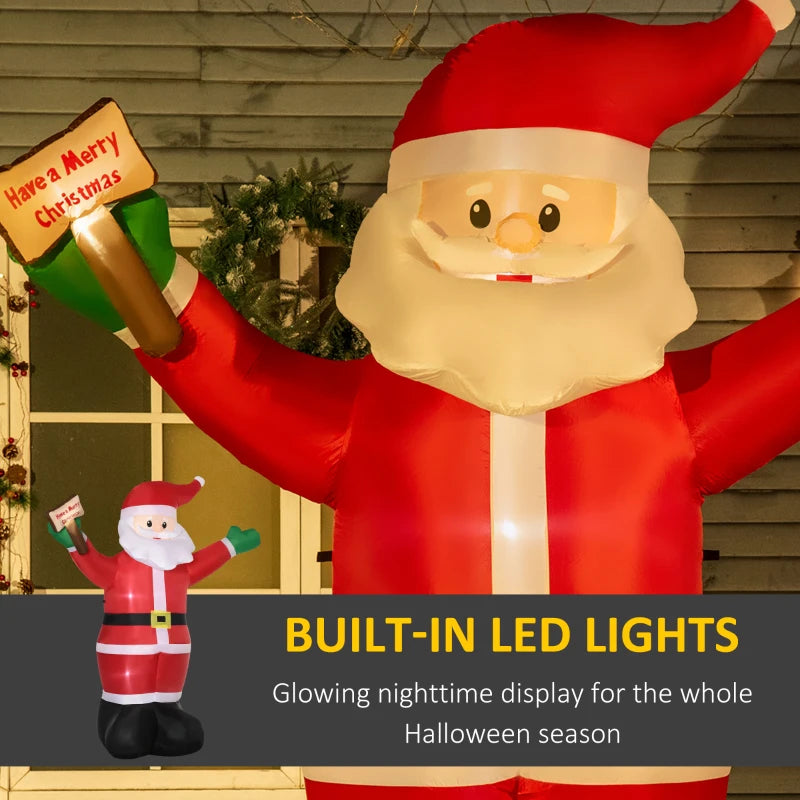 8ft Inflatable Christmas Santa Claus with LED Light Sign - Blow-Up Outdoor Yard Display for Lawn & Garden Holiday Decor