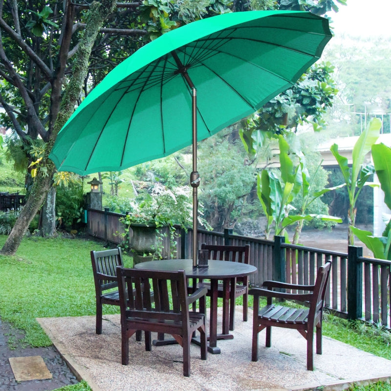 Green 2.5m Crank & Tilt Garden Parasol Umbrella