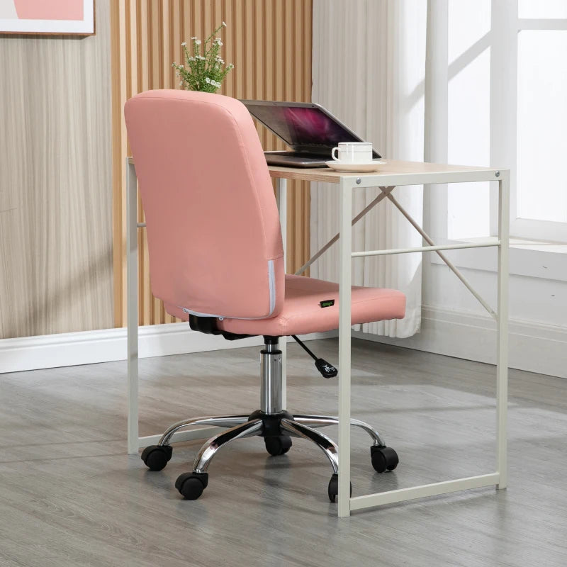 Vinsetto Armless Pink Faux Leather Office Chair - Stylish Ergonomic Design for Home & Office Use