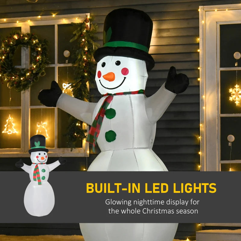 6.5ft Inflatable Snowman with LED Lights - Christmas Air Blown Holiday Decoration for Outdoor Garden Festivities