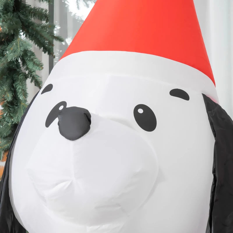 6ft Inflatable Christmas Puppy Dog with Santa Hat - Lighted Outdoor Holiday Decoration for Indoor & Outdoor Festivities