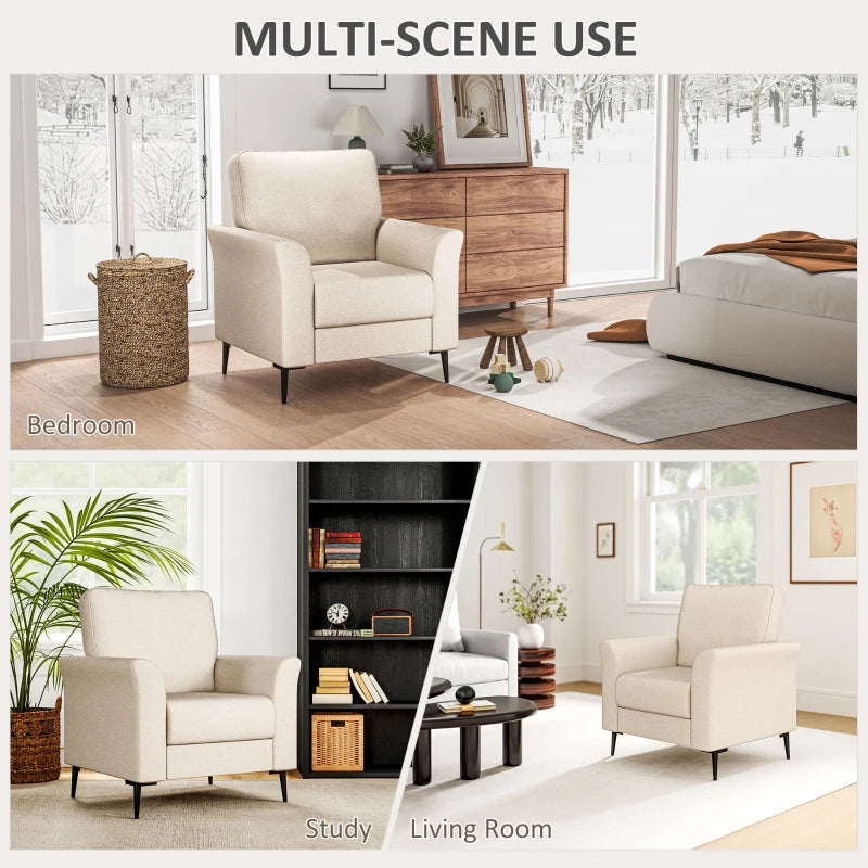 Beige Linen-Look Armchair for Stylish Living Room Decor