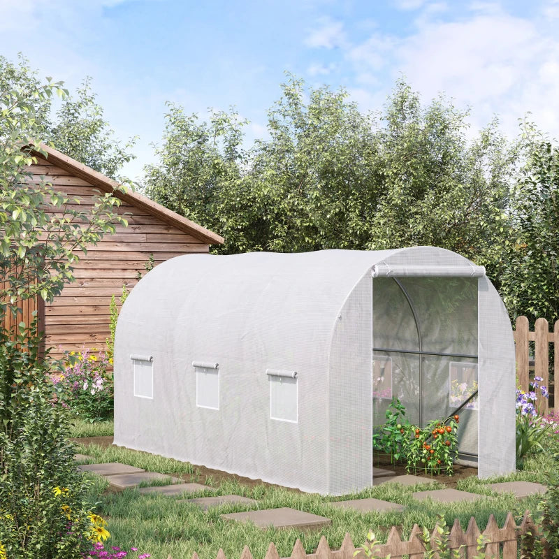 Green Walk-in Garden Greenhouse with Mesh Windows, 3.5 x 2 x 2 m