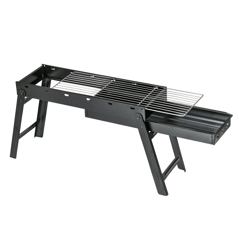 Portable Foldable Charcoal Grill - Compact Black BBQ for Outdoor Cooking and Camping