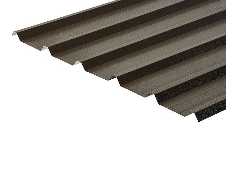 32/1000 Box Profile PVC Plastisol Coated 0.7mm Metal Roof Sheet Van Dyke Brown
